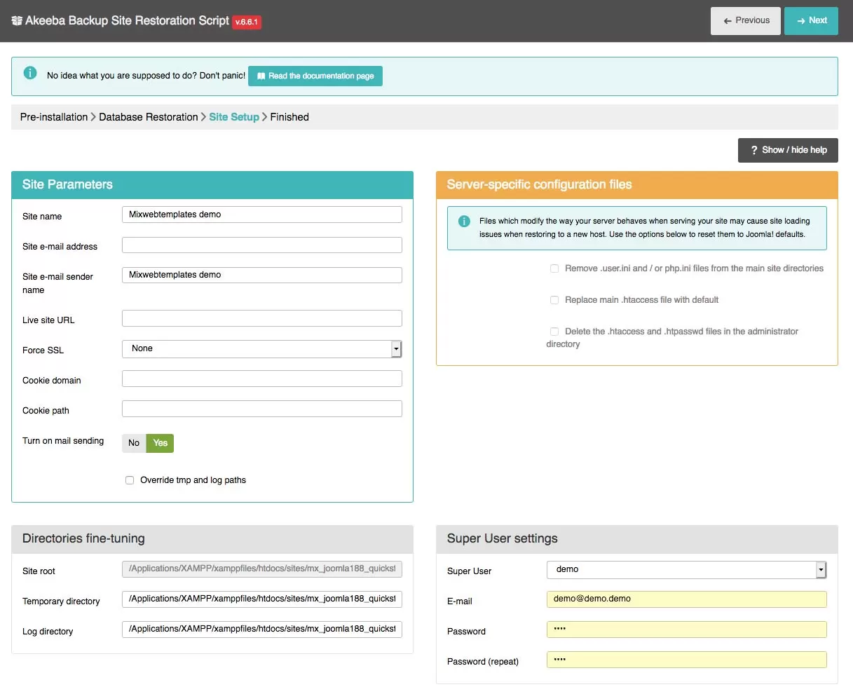 akeeba database details akeeba database details