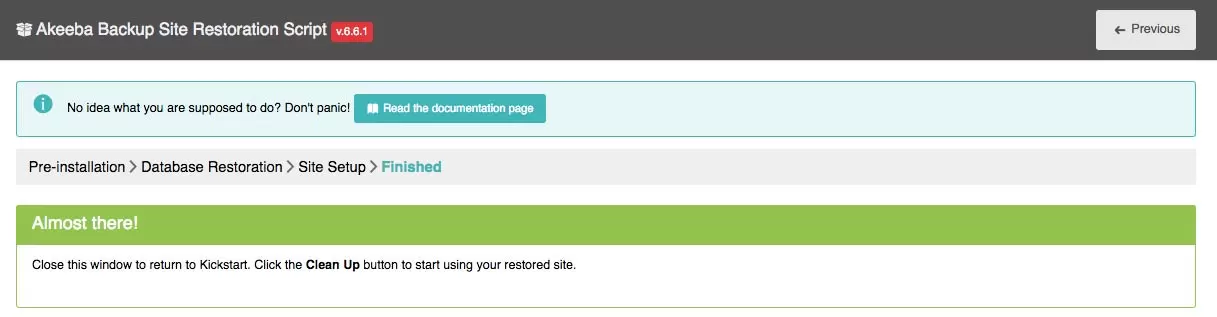 quickstart akeeba installation finished quickstart akeeba installation finished