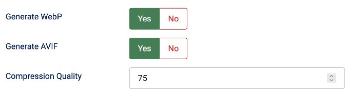 Images optimizer settings